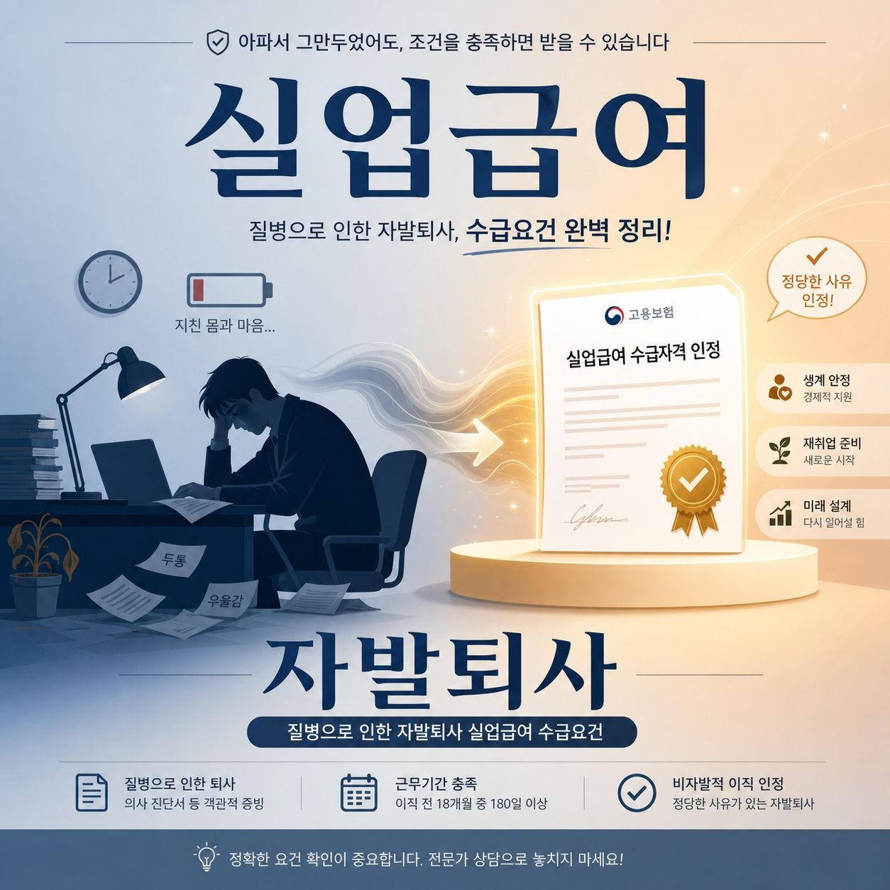 질병·번아웃으로 자발 퇴사 시 실업급여 인정 요건과 필요 서류