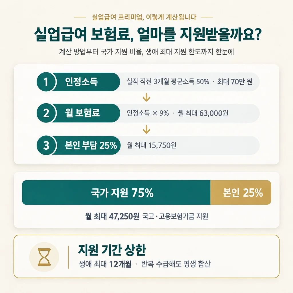 보험료 산정 방식, 국가 지원금 및 지원 상한 기간
