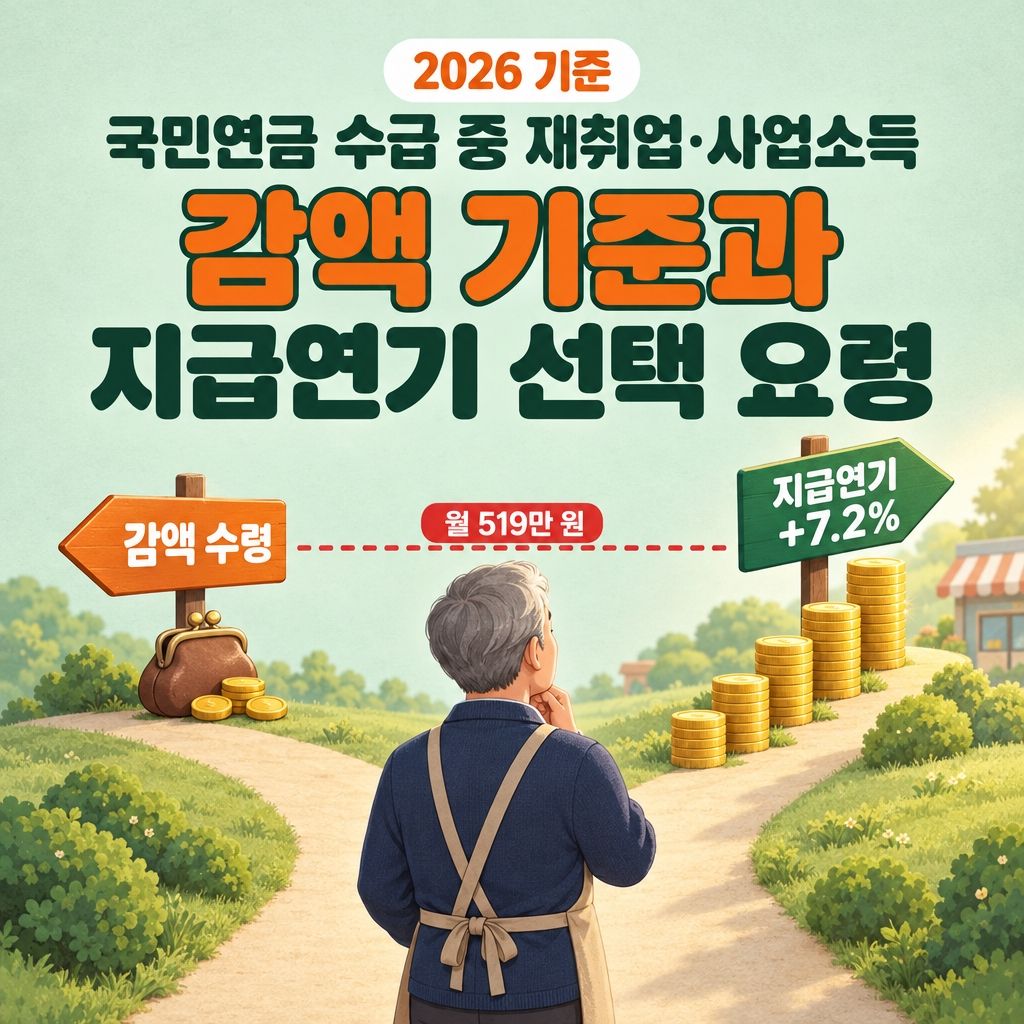 국민연금 수급 중 재취업·사업소득 발생 시 감액 기준과 지급연기 선택 요령
