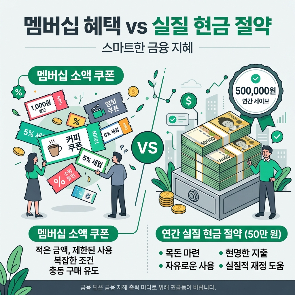 멤버십 혜택 vs 실질 통신비 절약 비교 인포그래픽